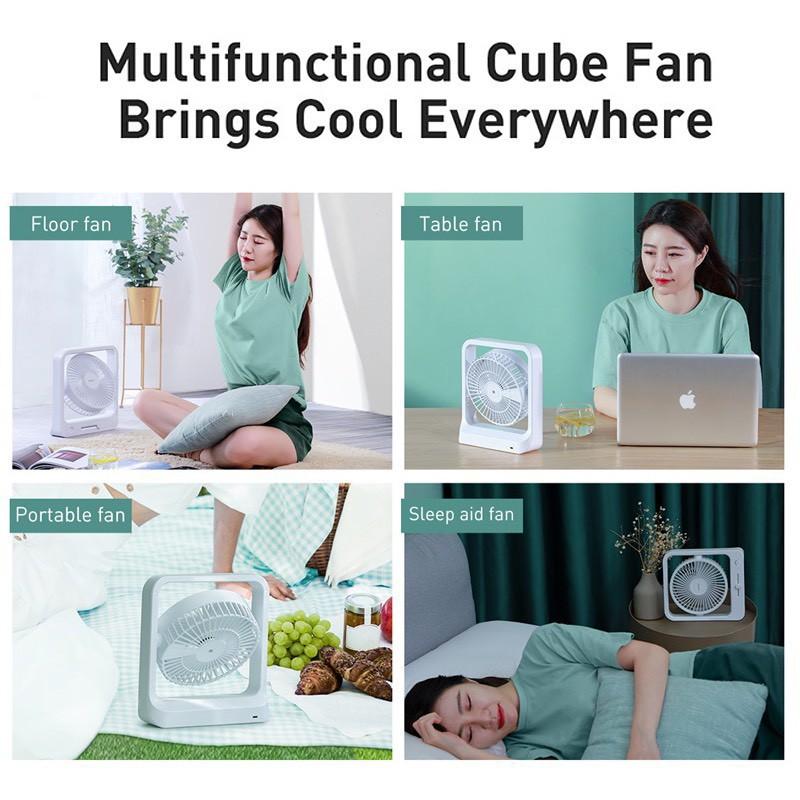 Quạt tích điện để bàn Baseus Cube Shaking Fan -Hàng Chính Hãng