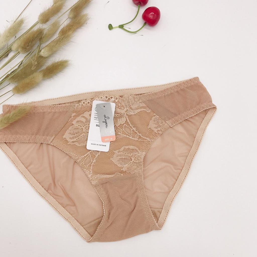 Quần Lót Nữ Ren Phối Lưới LUPERI SP734 Bikini Cạp Vừa quần lót mềm mịn co giãn thoáng khí kháng khuẩn khử mùi rất tốt