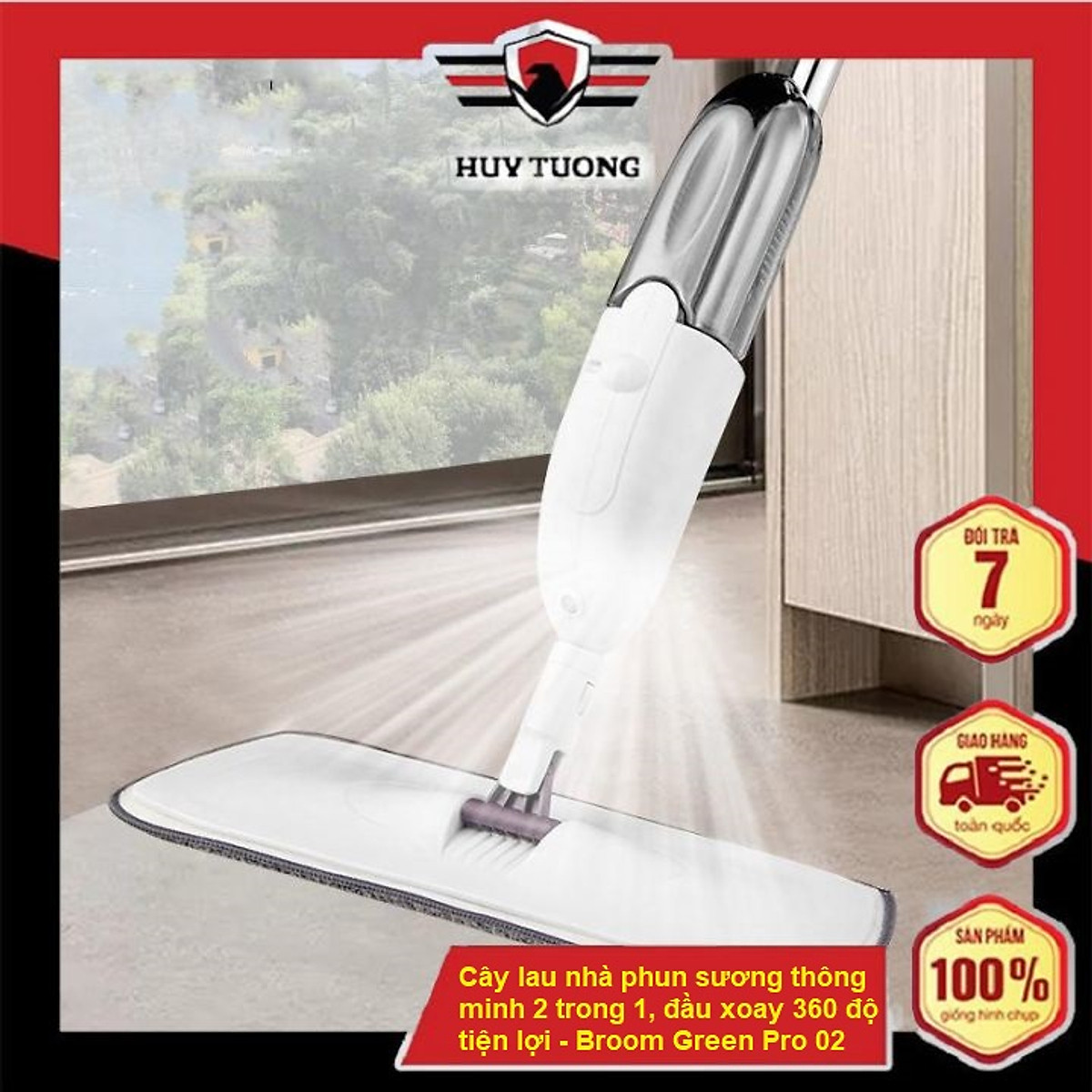 Cây Lau Nhà Phun Sương, Chổi Lau Phun Sương, Chổi Lau Nhà Cao Cấp Tay Cầm Cán Dài, Lau Dọn Đơn Giản