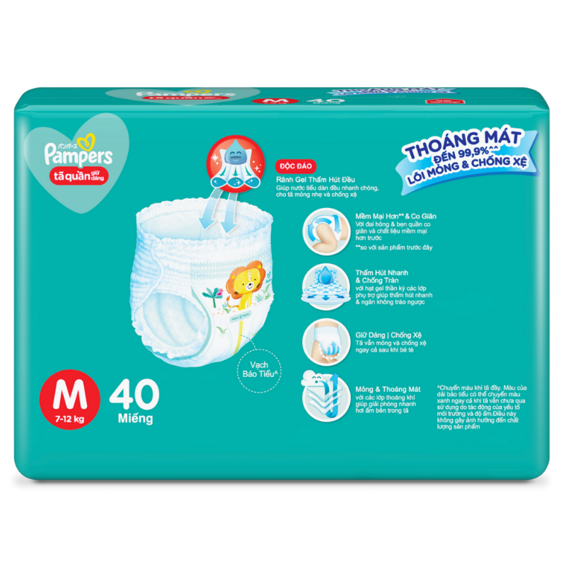 Tã quần giữ dáng Pampers size M 40 miếng (cho bé 7 - 12kg)