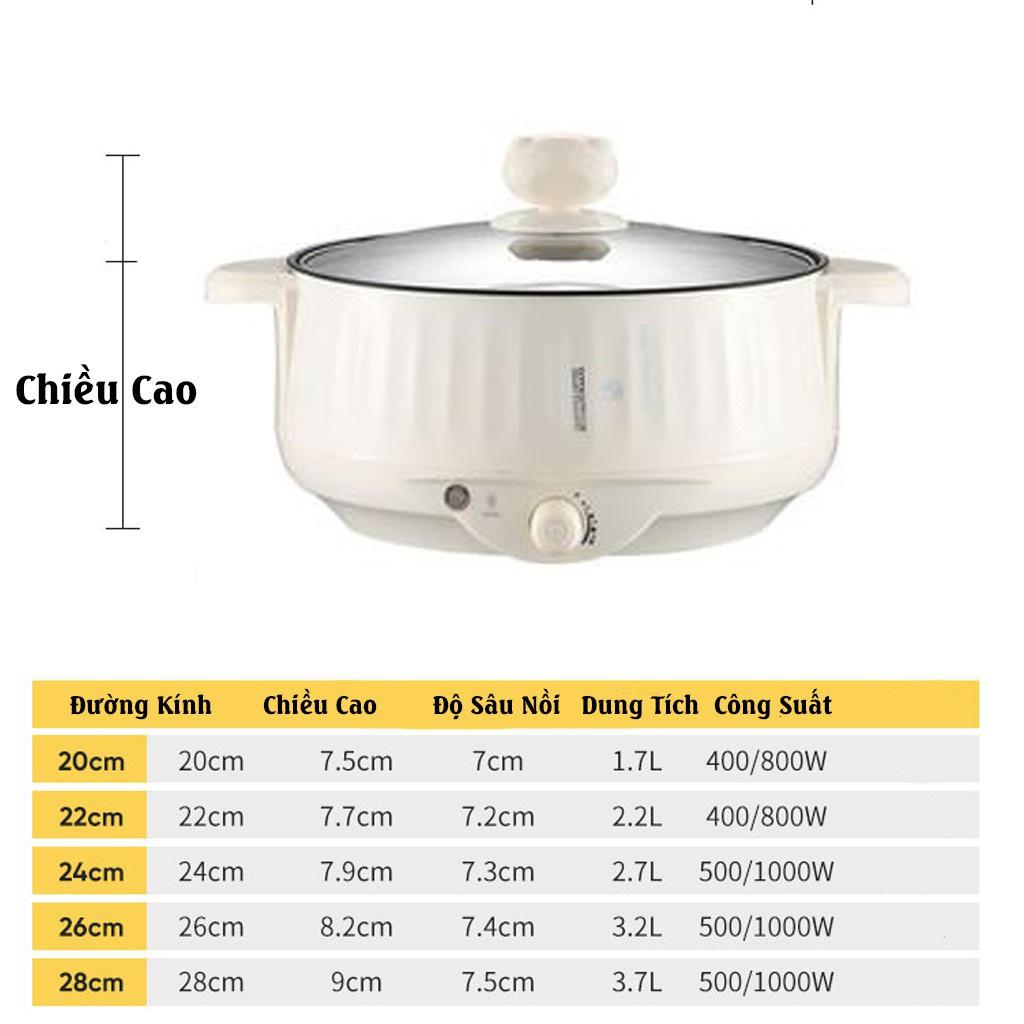 Nồi Lẩu Mini - Nồi Lẩu Điện Mini Kèm Giá Hấp Đa Năng Chống Dính Tiện Lợi Tặng Kèm 7 Món Quà