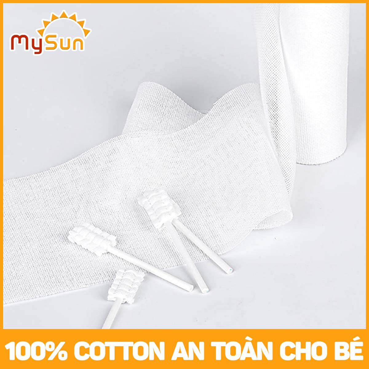 Vệ sinh rưa lưỡi răng miệng cho bé sơ sinh bằng que gạc tăm 100% bông cotton MySun