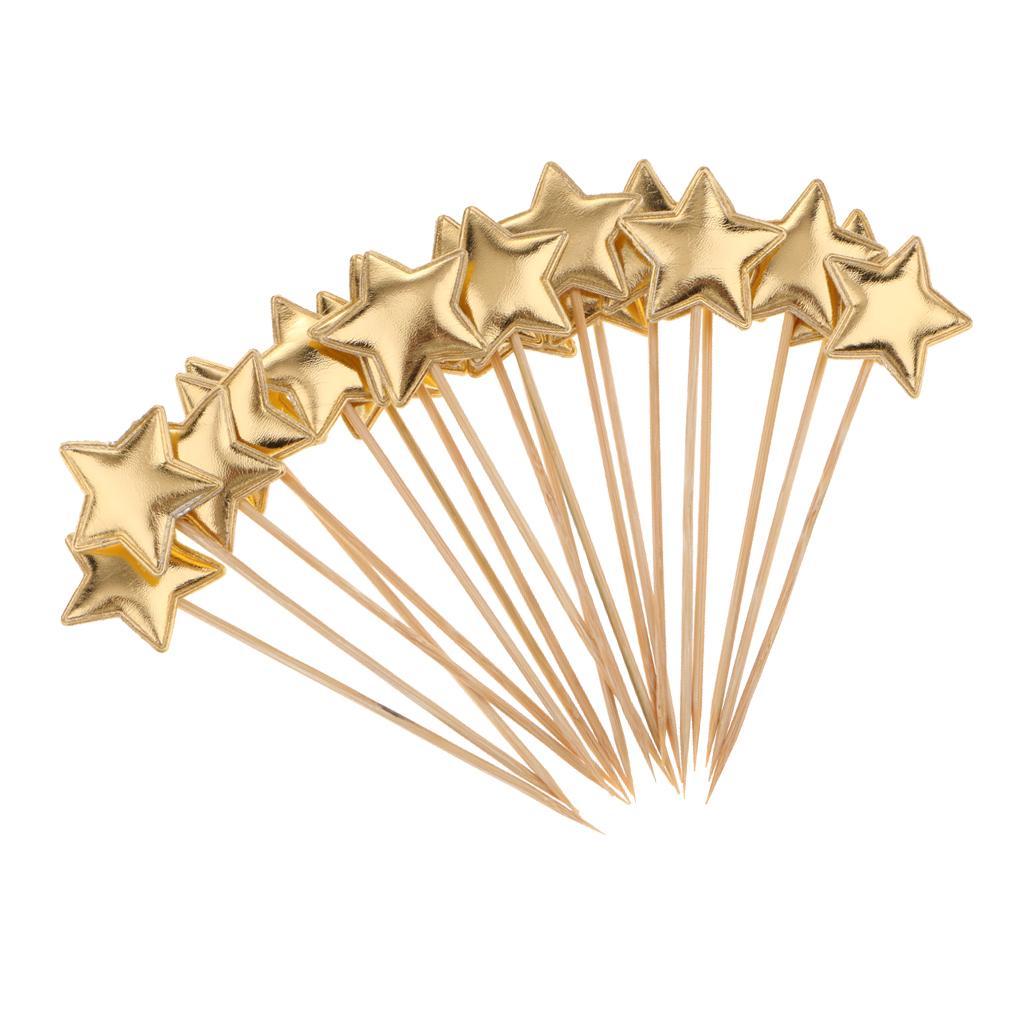 2x20 Pieces Star Cake Cupcake Topper for Birthday/Wedding Party Decor Gold