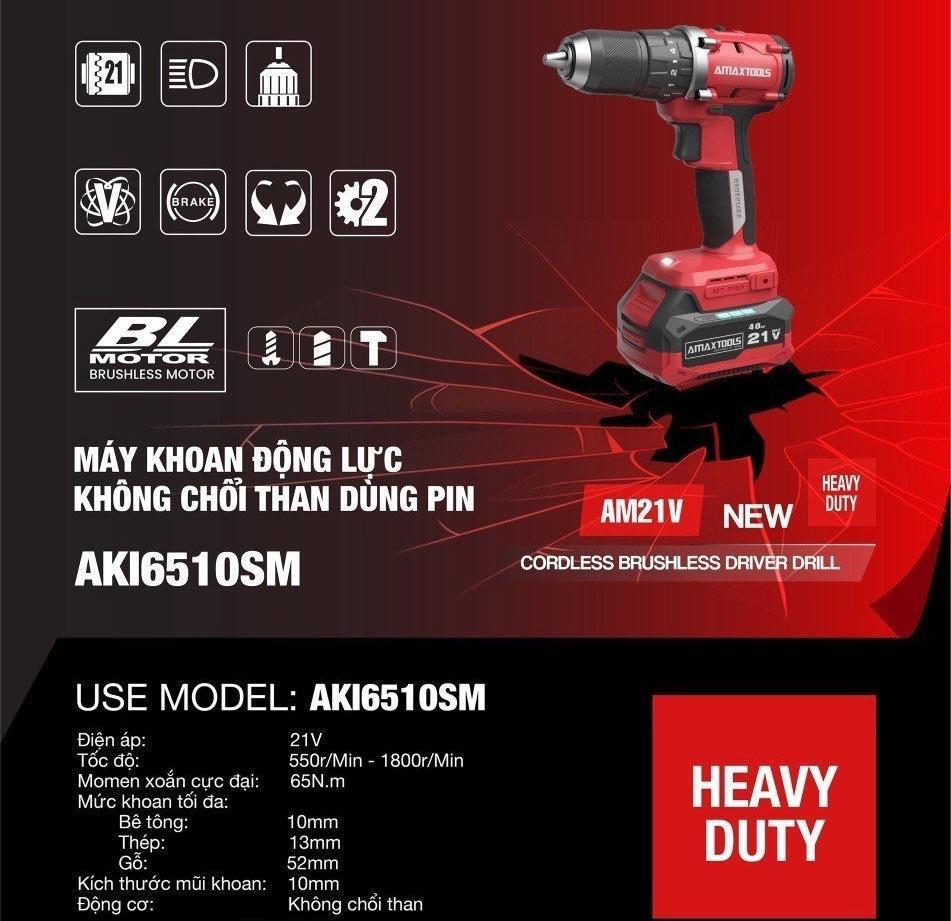 MÁY KHOAN PIN 21V AKI6510SM BODY AMAXTOOLS  - HÀNG CHÍNH HÃNG