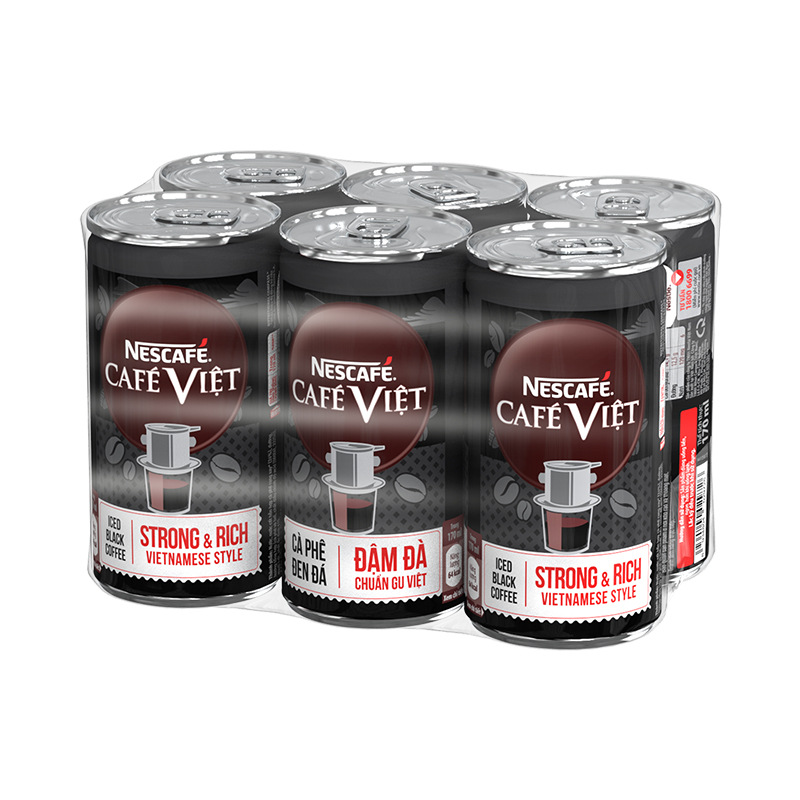 [Tặng Túi Tote Vải Màu Ngẫu Nhiên] Combo 6 Lon Cà phê đen uống liền Nescafe Cafe Việt (lon 170 ml)