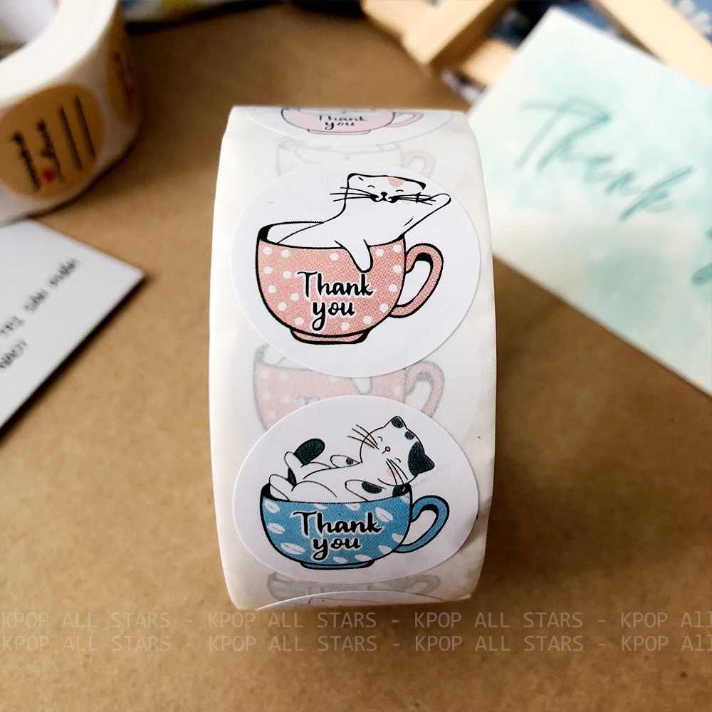 5 Tem Thank you nhỏ đường kính 2.5 cm hoạ tiết ngẫu nhiên