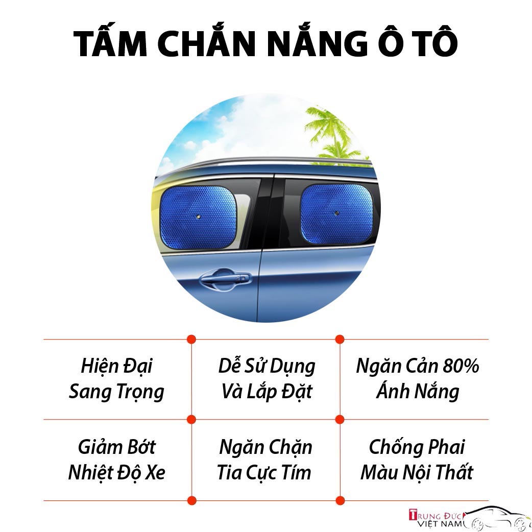 Bộ Tấm Chắn Nắng Tròn Ô tô, Che Nắng Xốp Tròn Dày Dặn Chống Nóng Xe Hơi ( Quà tặng khăn lau xe ) - Hàng Chính Hãng TDVN