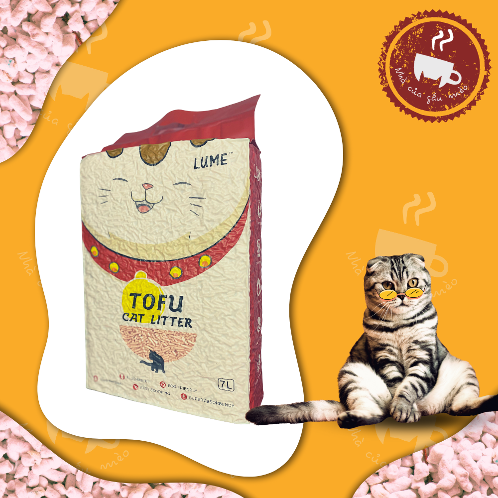 Cát vệ sinh cho mèo Đậu Nành Lumi ToFu 7 lít - cát vệ sinh hữu cơ thải được qua bồn cầu, siêu khử mùi.