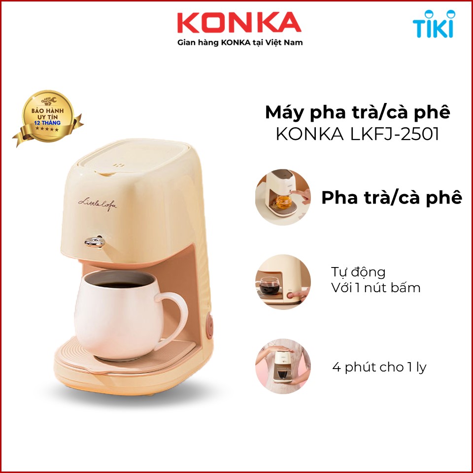 Máy pha cà phê epresso Konka KCF-CS3 tích hợp đánh bọt sữa, pha espresso 20bar mạnh mẽ, 2 trong 1 tiện lợi, tặng kèm temper - Hàng nhập khẩu