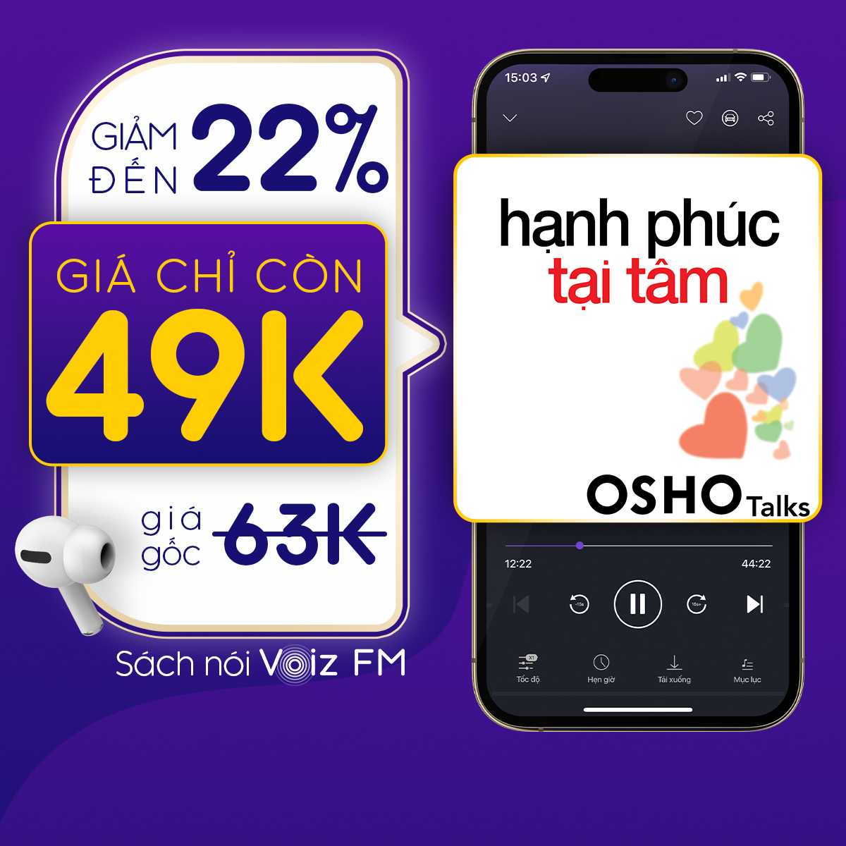 [OSHO-Hạnh Phúc Tại Tâm] Voiz FM - Voucher nghe Sách Nói 