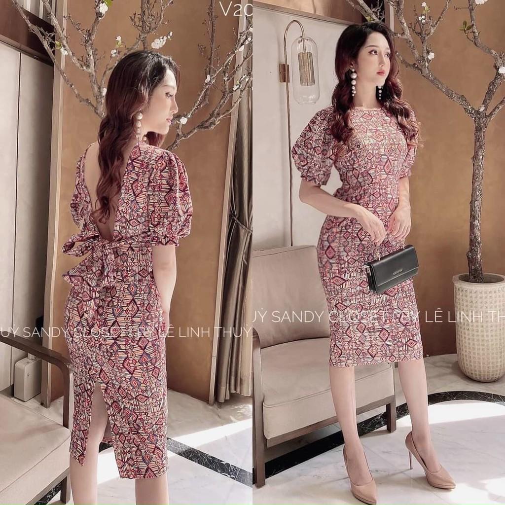 Váy đầm nữ body hở lưng cột nơ HT92 AM