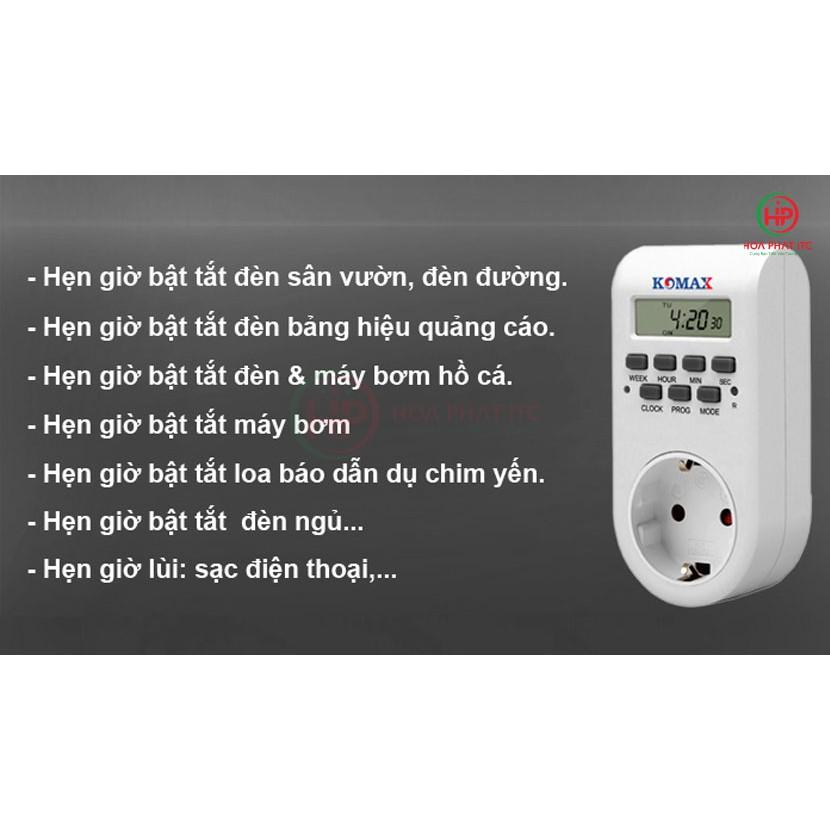 Ổ cắm hẹn giờ bật tắt thông minh Komax ETG-2A hẹn giờ bặt tắt theo chu kỳ 7 ngày