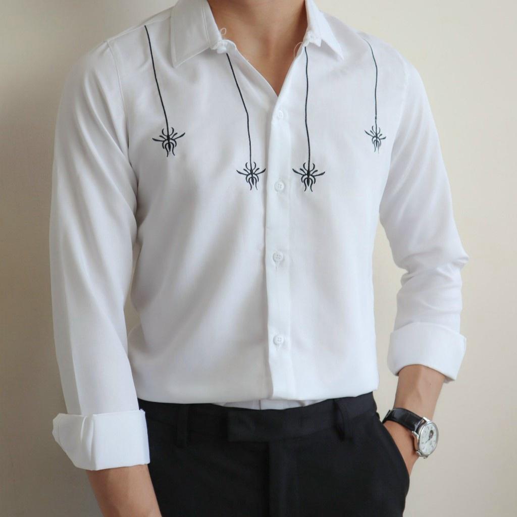 Áo sơ mi in thêu dài tay nam cực đẹp phong cách hàn quốc cho các bạn trẻ KB FASHION