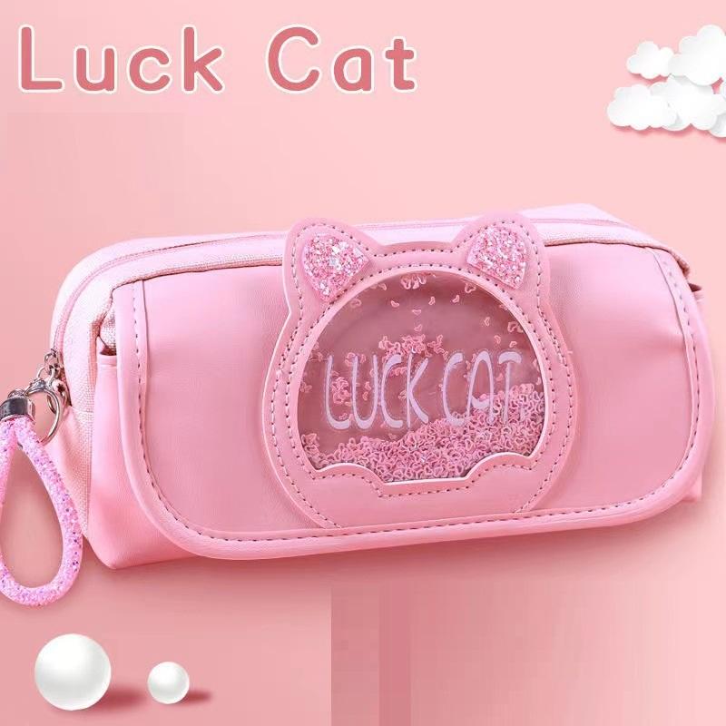 Hộp Bút Vải Cute Nhiều Ngăn Cho Bé Gái Mẫu Lovely Cat BU12