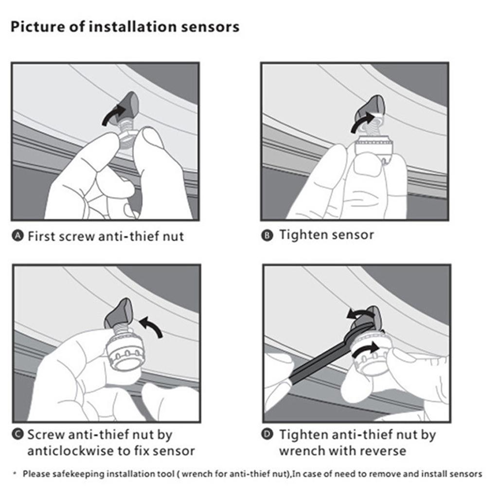 RV Car TPMS Tire Pressure Alarm Monitor System Solar Powered Built-in Sensor