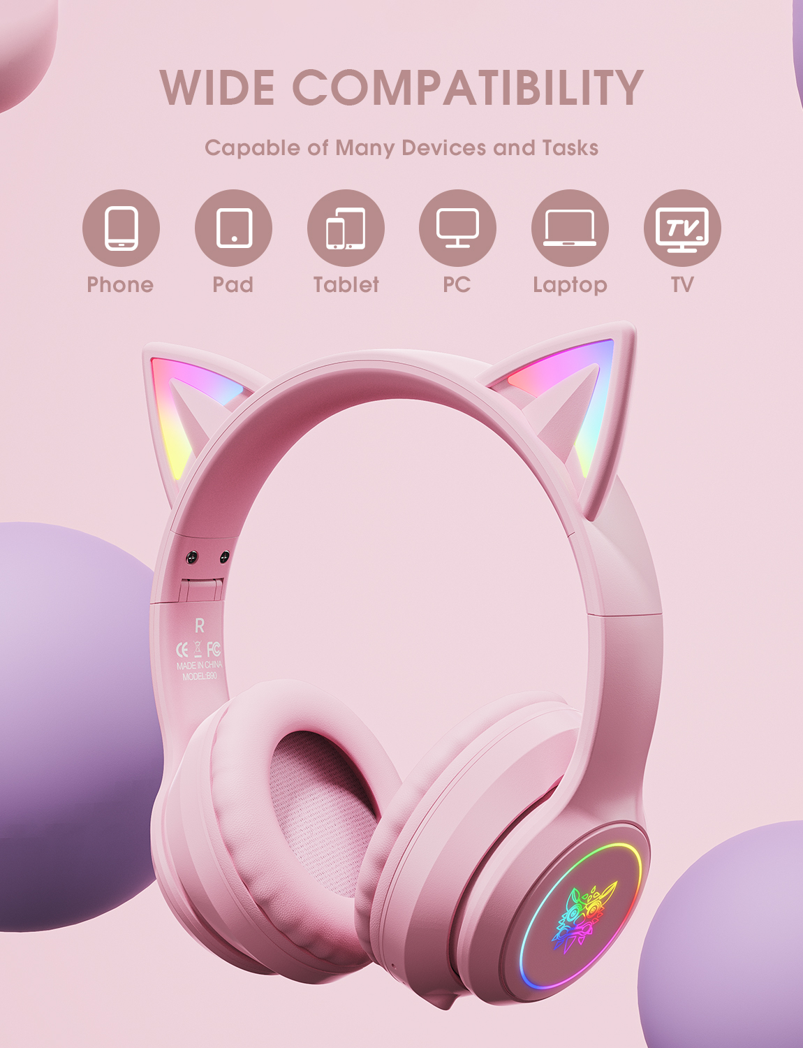 Combo Onikuma Gaming 6 (Tai nghe Không Dây B90 Pink + Chuột CW905 wireless 2.4G Pink + Giá Đỡ ST-2 Pink) - Hàng Chính Hãng