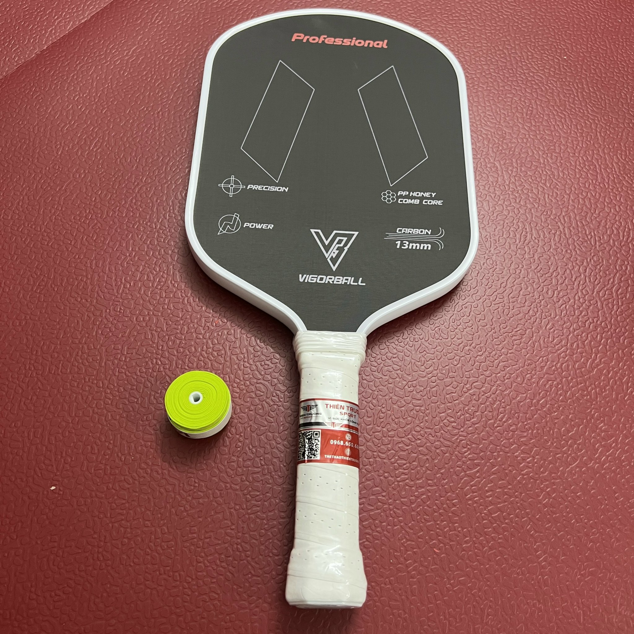 Vợt Pickleball 3K Carbon dày 13,5mm bề mặt carbon nhám bám bóng đạt tiêu chuẩn USAPA