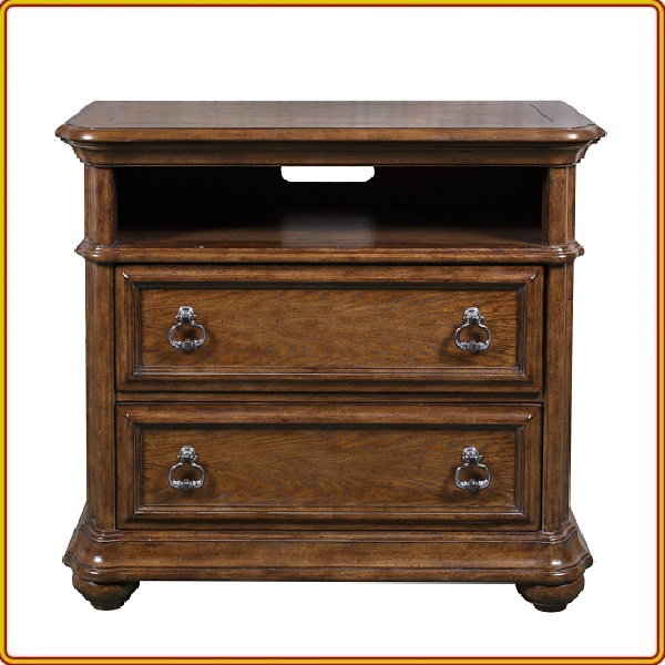 Tủ 2 ngăn kéo kèm ngăn hở Tundo màu gỗ 122 x 46 x 107 cm