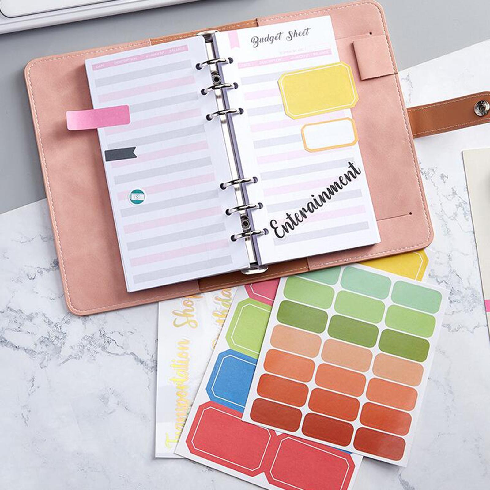 6 Rings A6 Notebook Binder Paper PU Leather Transparent Pockets with Zipper Envelopes