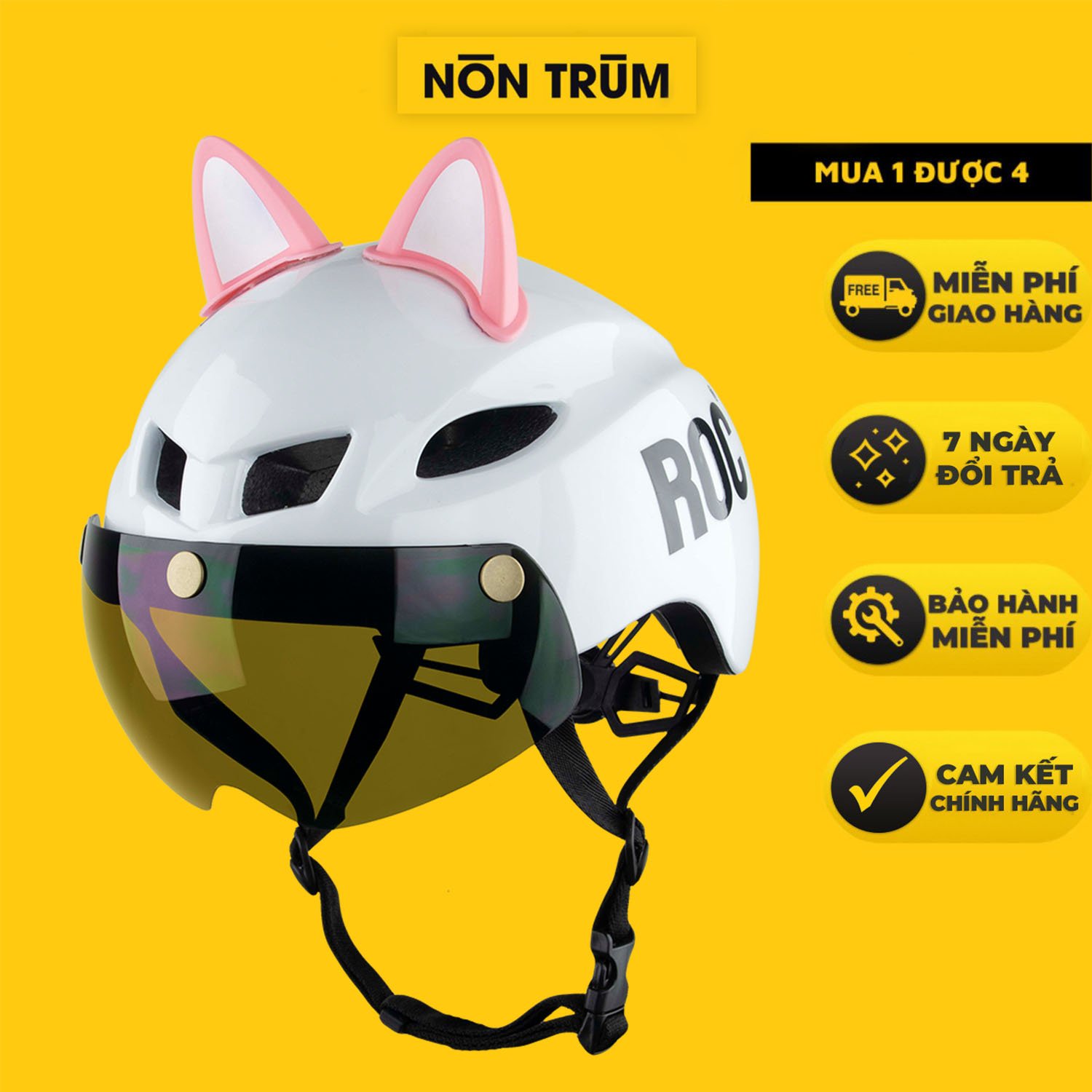 Mũ xe đạp thể thao ROC R18 đuôi nhọn kèm kính hít nam châm
