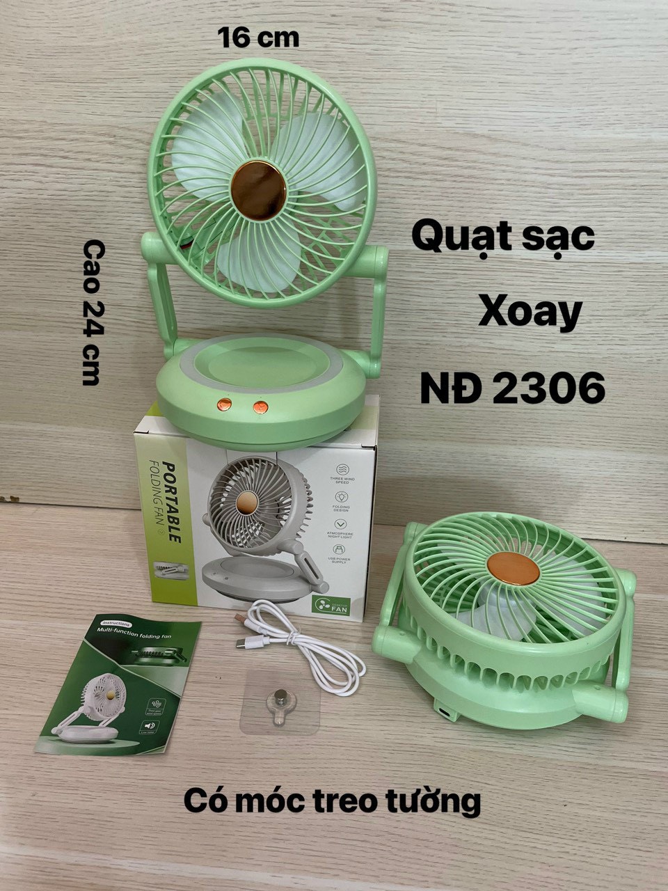 Quạt sạc xoay siêu xịn 2306