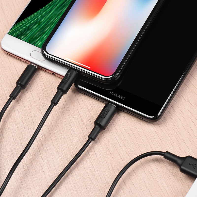 Cáp sạc đa năng 3 cổng sạc (Lightning + Micro USB + Type C) Hoco sạc được cùng lúc nhiều thiết bị, dây cáp bọc dù, chống đứt, chống rối, chống gãy gập dành cho điện IOS và Android dài 100cm, X25 - Hàng chính hãng