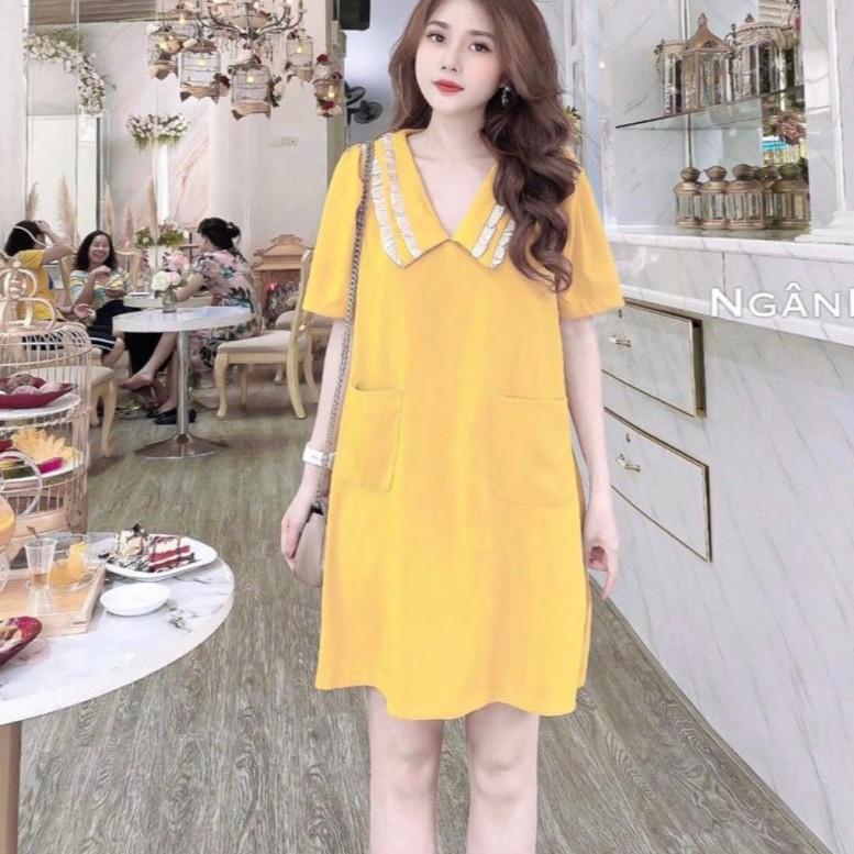 Váy bầu sơ mi cotton cao cấpthiết kế sang chảnh mặc đi làm đi chơi đều đượcFree size 43~68kg