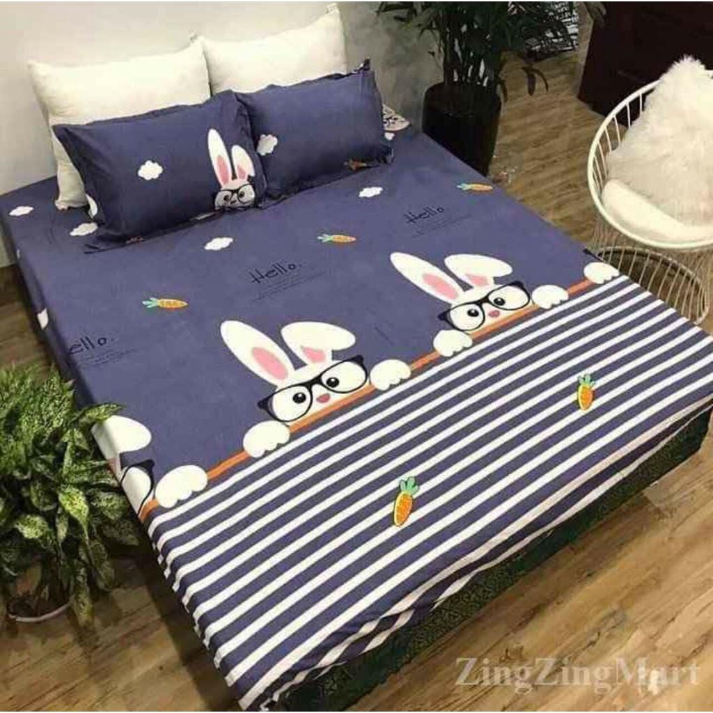 Bộ ga gối 4 món mẫu Hoa Hướng Dương m2/m6/m8/2m2, drap bo chun + 2 vỏ gối poly cotton, ga giường giá rẻ