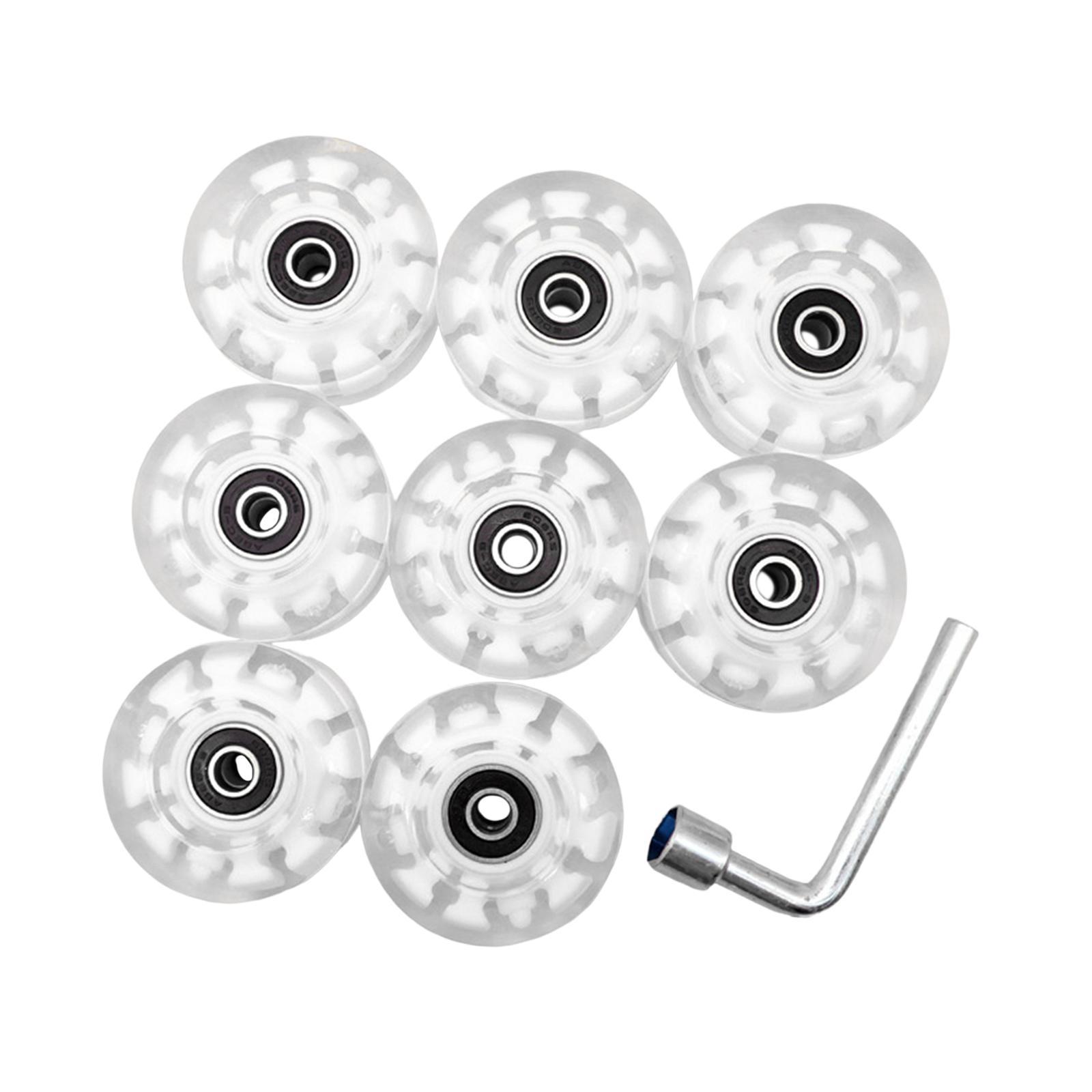 8Pcs Quad Roller Skate Wheels Durable 58mm x 32mm Luminous Skateboard Wheels