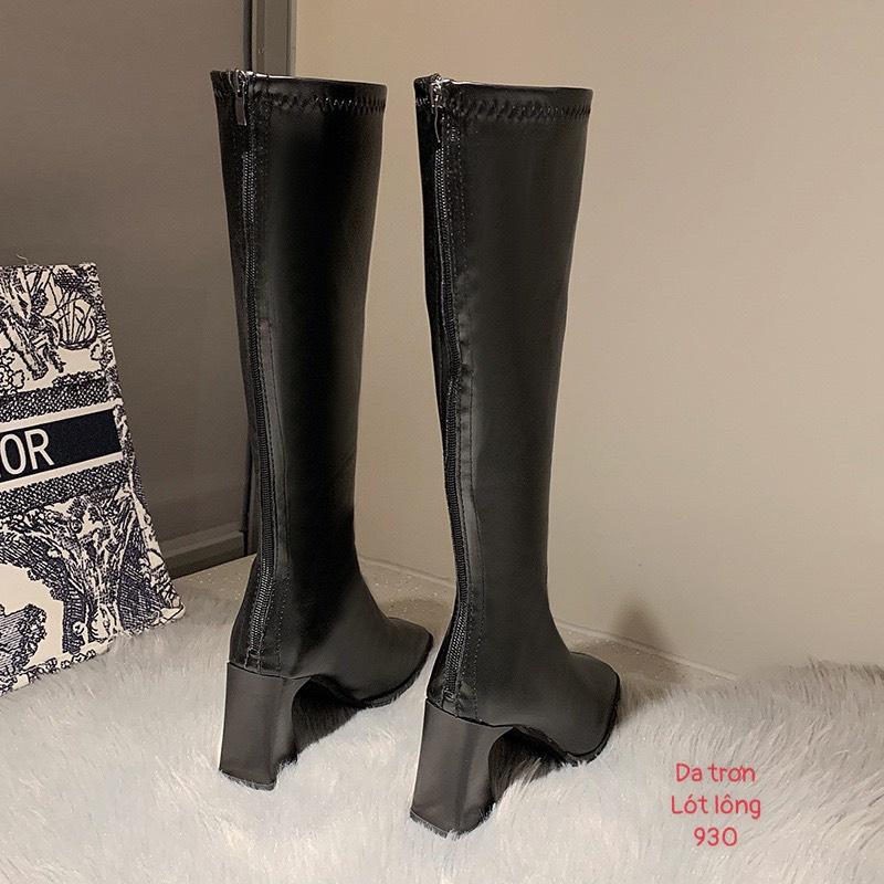 Bốt đùi nữ da trơn lót lông 8 phân (mã 930-bốt đùi