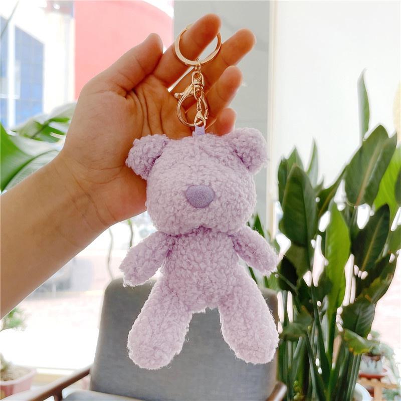 Móc khóa gấu bông hình chú gấu lông xù móc khóa trang trí balo túi xách cặp kích thước 10cm
