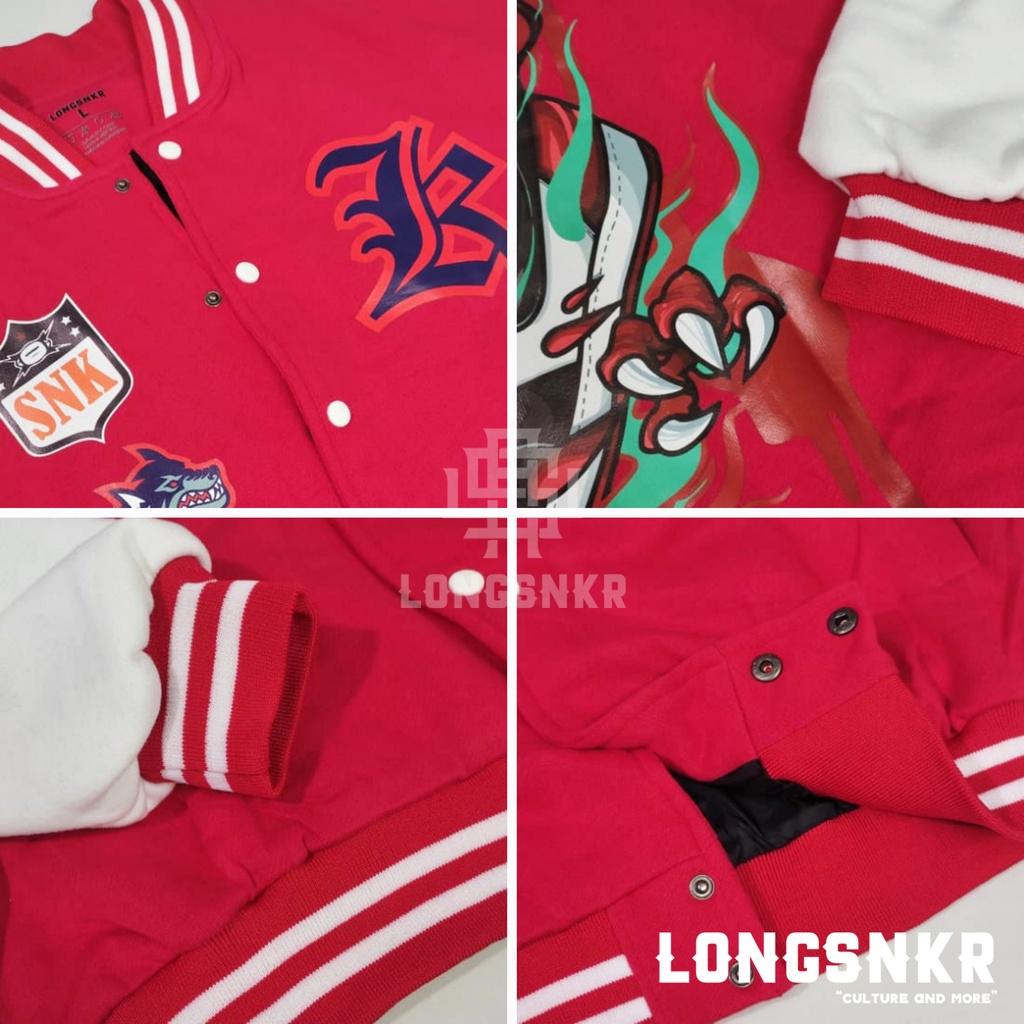 _ Áo khoác VARSITY ĐỎ họa tiết Longsnkr chất nỉ cao cấp - Bomber /Varsity