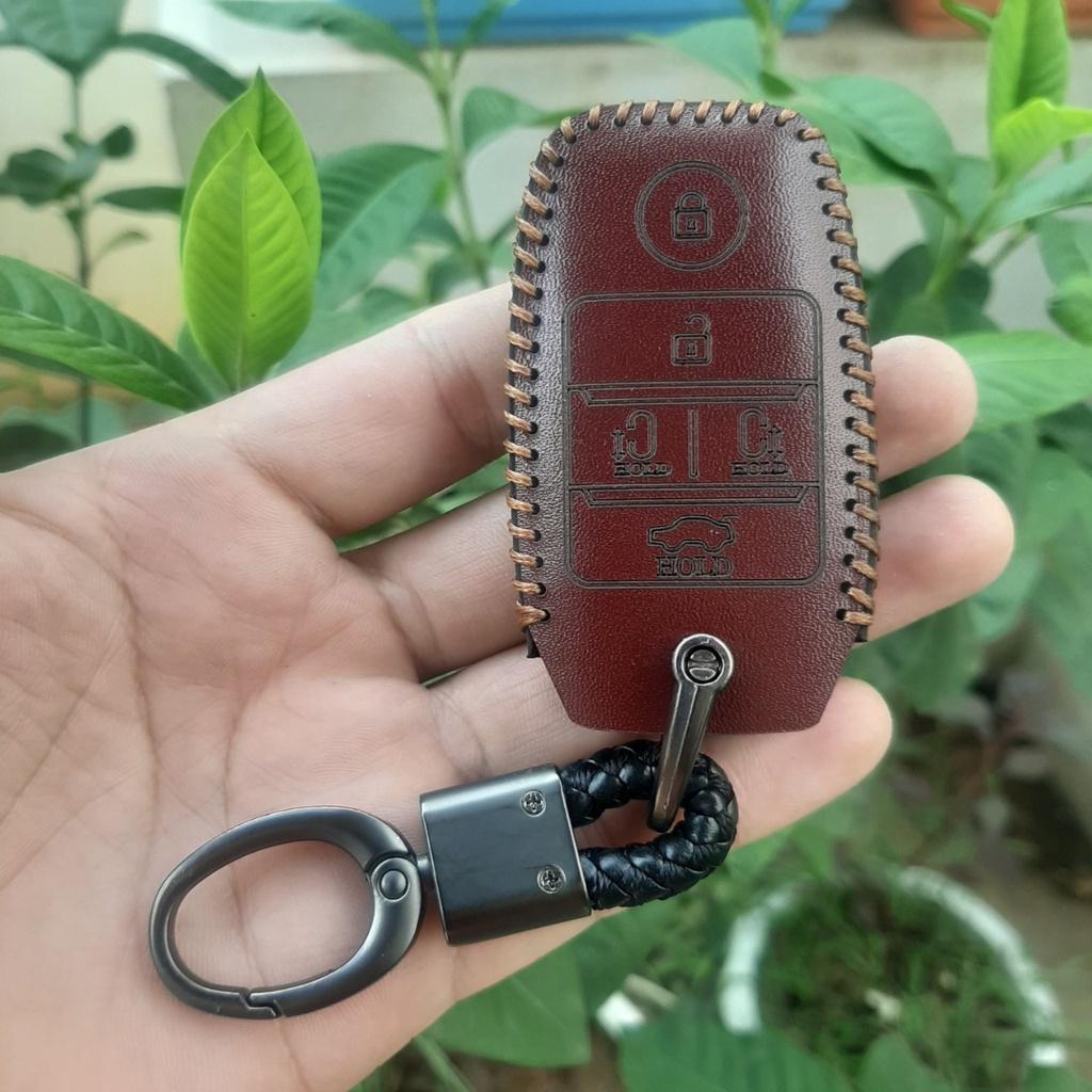 Bao da chìa khoá Kia Sedona chìa thông minh, Da thật bảo hành 2 năm
