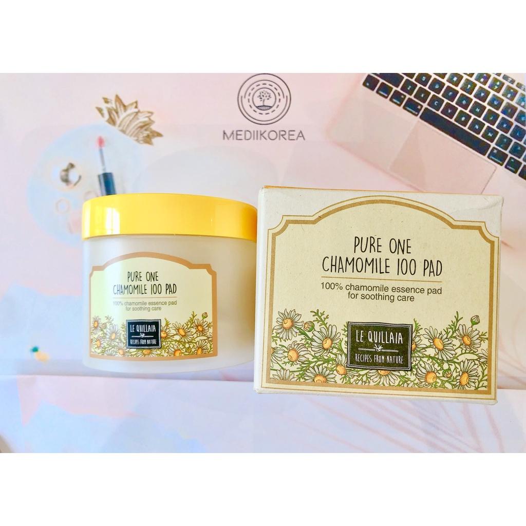 LE QUILLAIA - Bông Thấm Dưỡng Chất Chiết xuất từ hoa cúc giúp giảm sưng tấy và cấp ẩm PURE ONE CHAMOMILE 100 pad