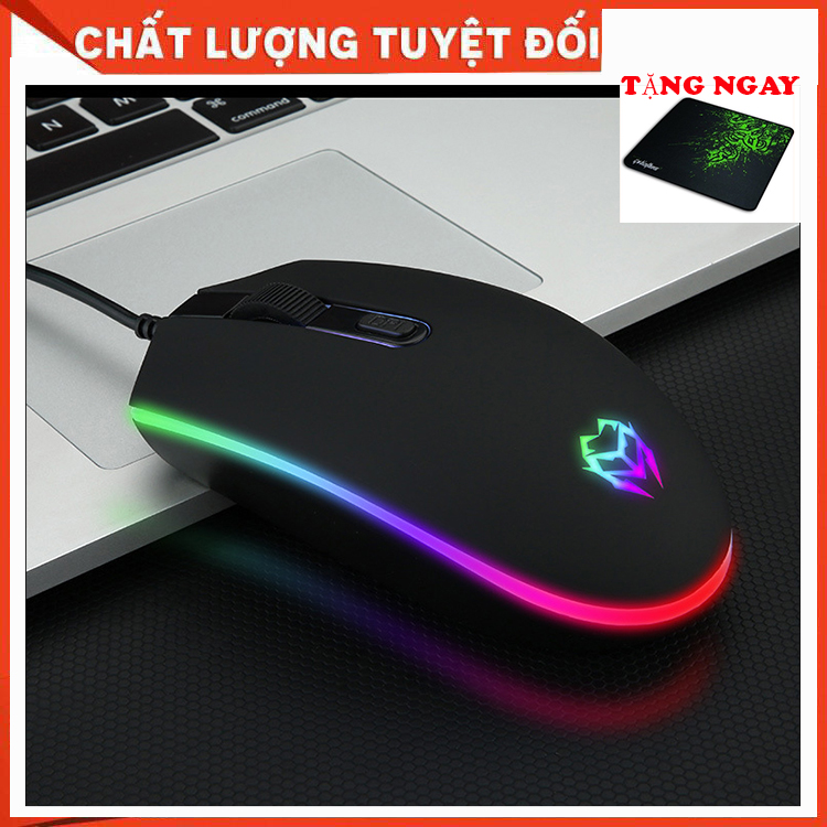 Chuột máy tính đèn led Tặng miếng lót chuột