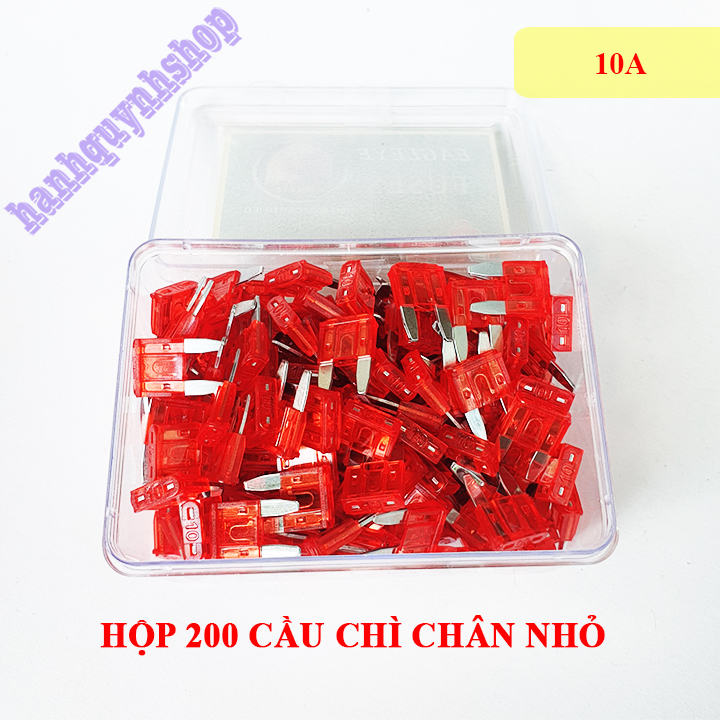 Hộp 200 cầu chì ô tô chân nhỏ 10A 15A 20A 25A 30A loại đẹp