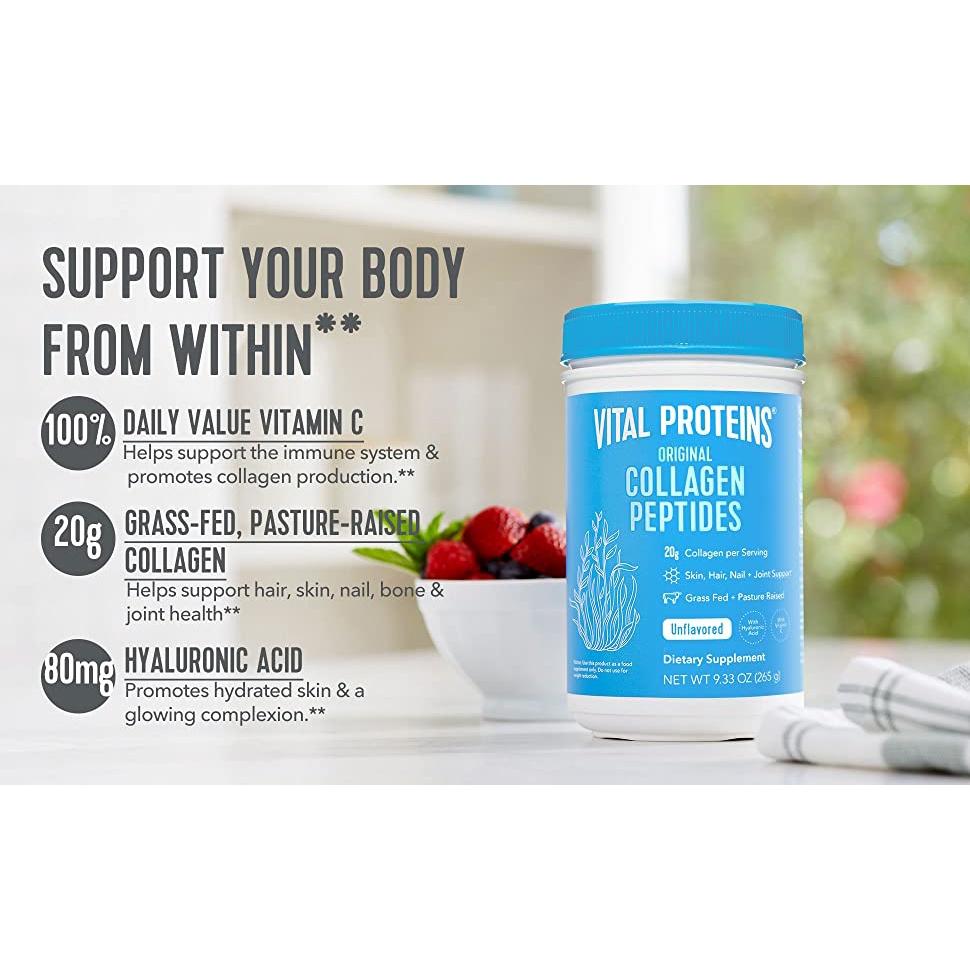 BỘT COLLAGEN PEPTIDES - ĐẸP & KHỎE DA MÓNG TÓC XƯƠNG KHỚP Vital Proteins KHÔNG VỊ Unflavored