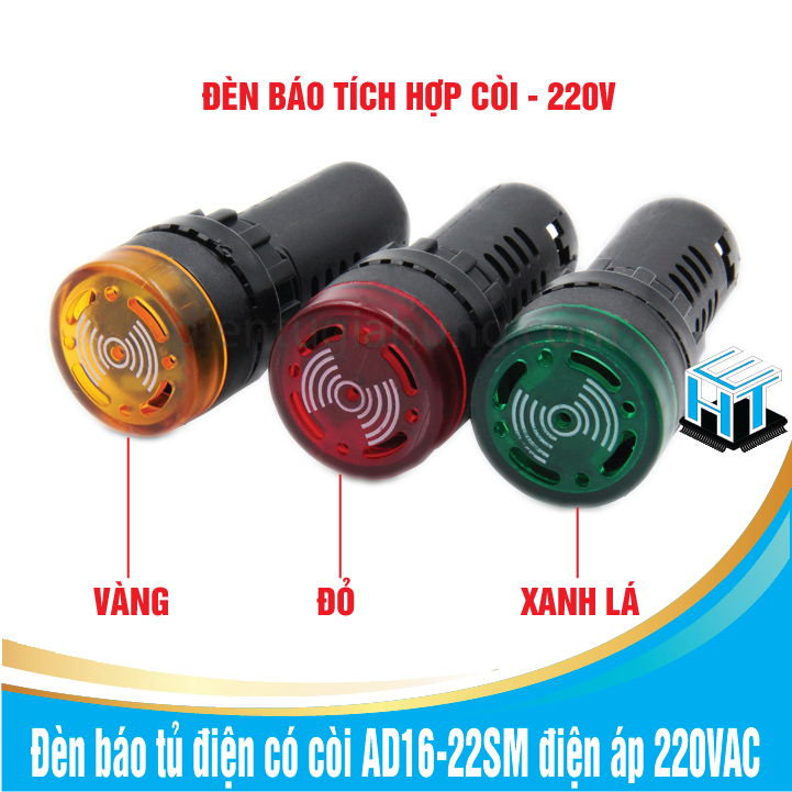 Đèn báo tủ điện có còi AD16-22SM điện áp 220VAC