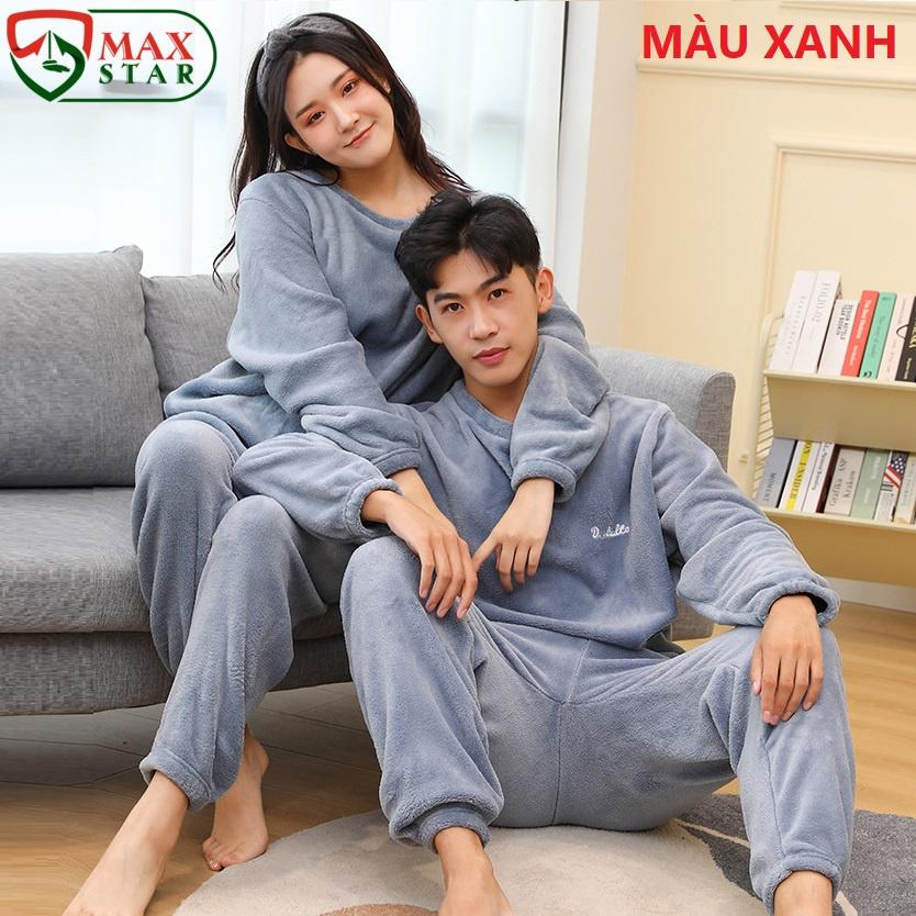 Bộ đồ ngủ nhung lót lông mùa đông nam nữ siêu đẹp siêu ấm