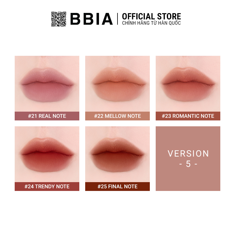 Bbia Last Velvet Tint - V Edition - Version 5 (5 màu) 5g Bbia Official Store