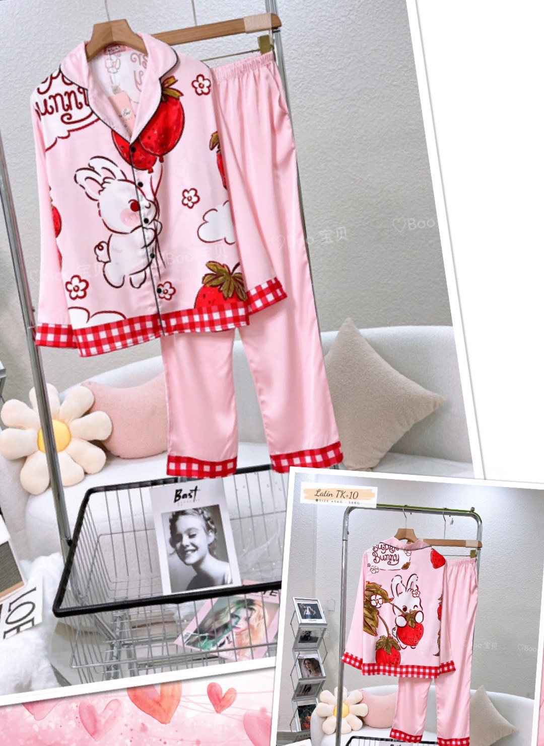 [HCM] (40-56kg, P1) Đồ bộ pijama nữ TDQD chất liệu latin in 3D hoạt hình. chuột mickey, chuột minnie, winnie the pooh, vịt donald, vịt daisy, doraemon, gấu panda, trơn, gấu lotso, caro, thỏ, cô bé