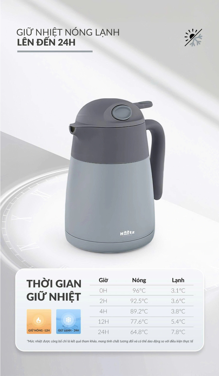 (HOT NEW) Bình Giữ Nhiệt ONGI HAATZ 1,5L HON1500 - Kèm Phiên Lọc, Chất Liệu inox 316, Giữ Nóng Lạnh 24h - Hàng Chính Hãng
