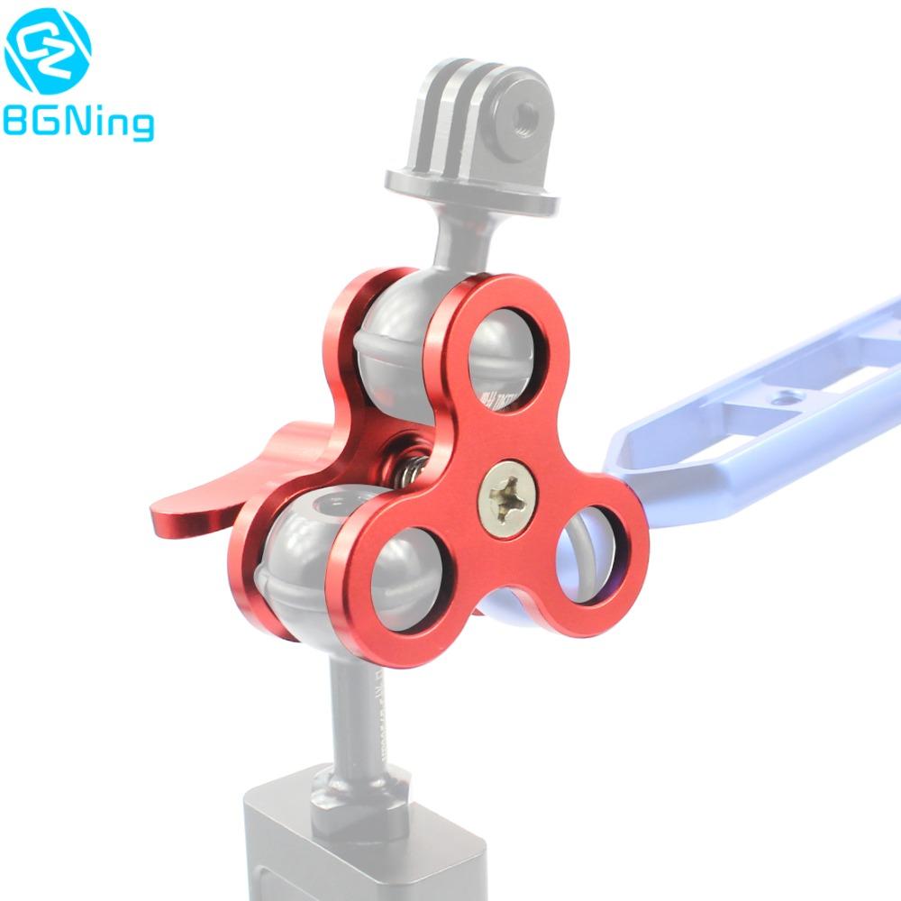 Nâng cấp Kẹp 3 lỗ nhôm Triple Butterfly Clip Light Light Arm Ball Head Mount Bộ chuyển đổi cho máy ảnh hành động