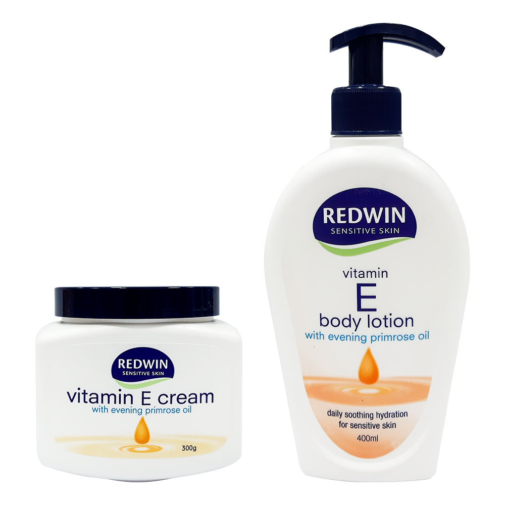 Kem Dưỡng Redwin Vitamin E Làm Mềm Mịn &amp; Cấp Ẩm Cho Da Mặt và Body 300g &amp; 400ml - Úc