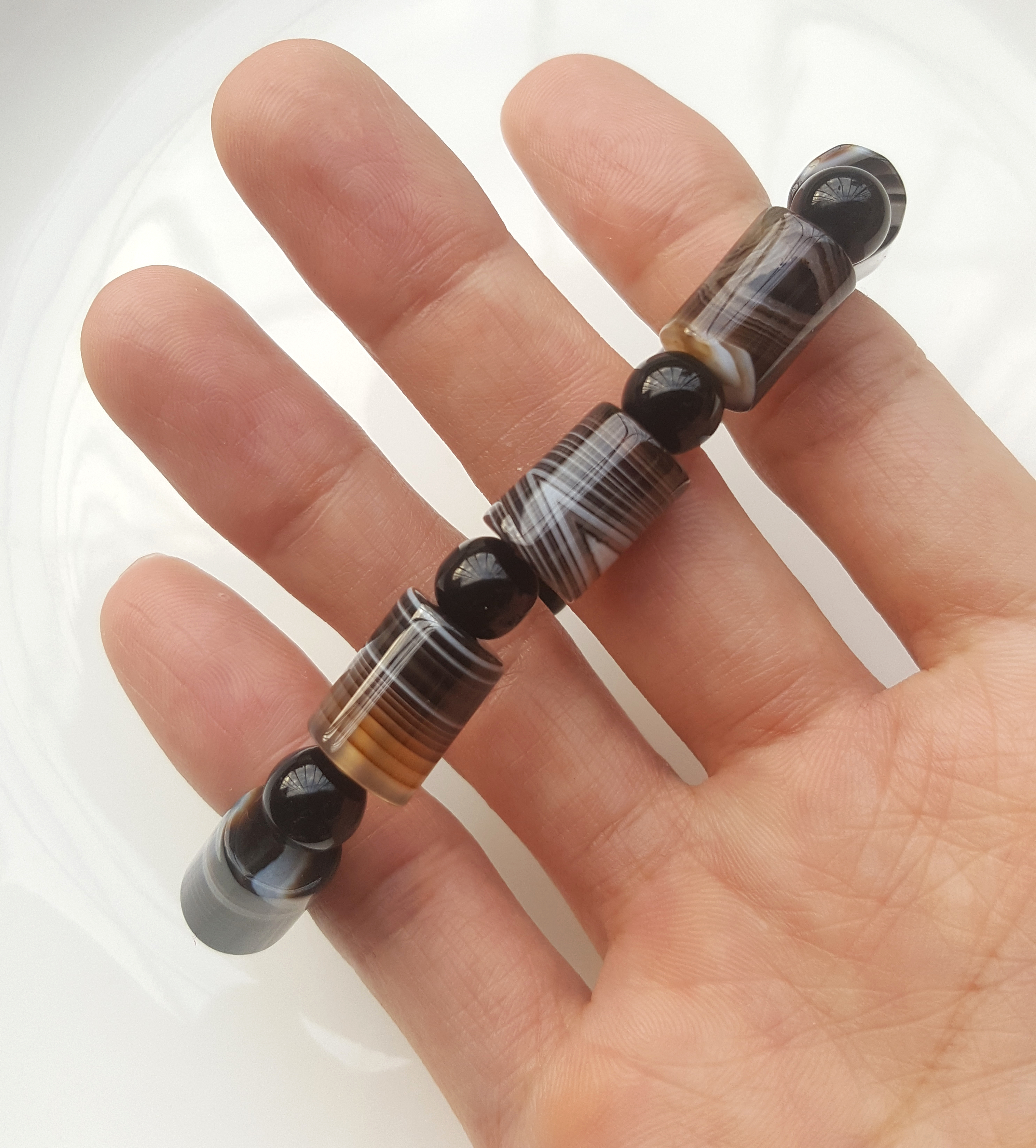 VÒNG TAY ĐÁ MÃ NÃO HẠT TRÒN MIX L U THỐNG VÂN LỚN TRẺ TRUNG SANG TRỌNG CẦU TÀI LỘC PHONG THỦY