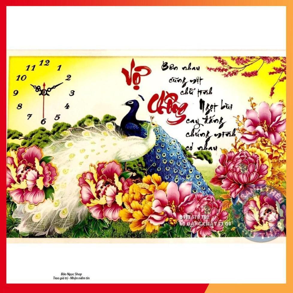 65*42CM TRANH THÊU ĐỒNG HỒ VỢ CHỒNG TRANH THÊU CHỮ THẬP CHƯA THÊU X8099 LV3122