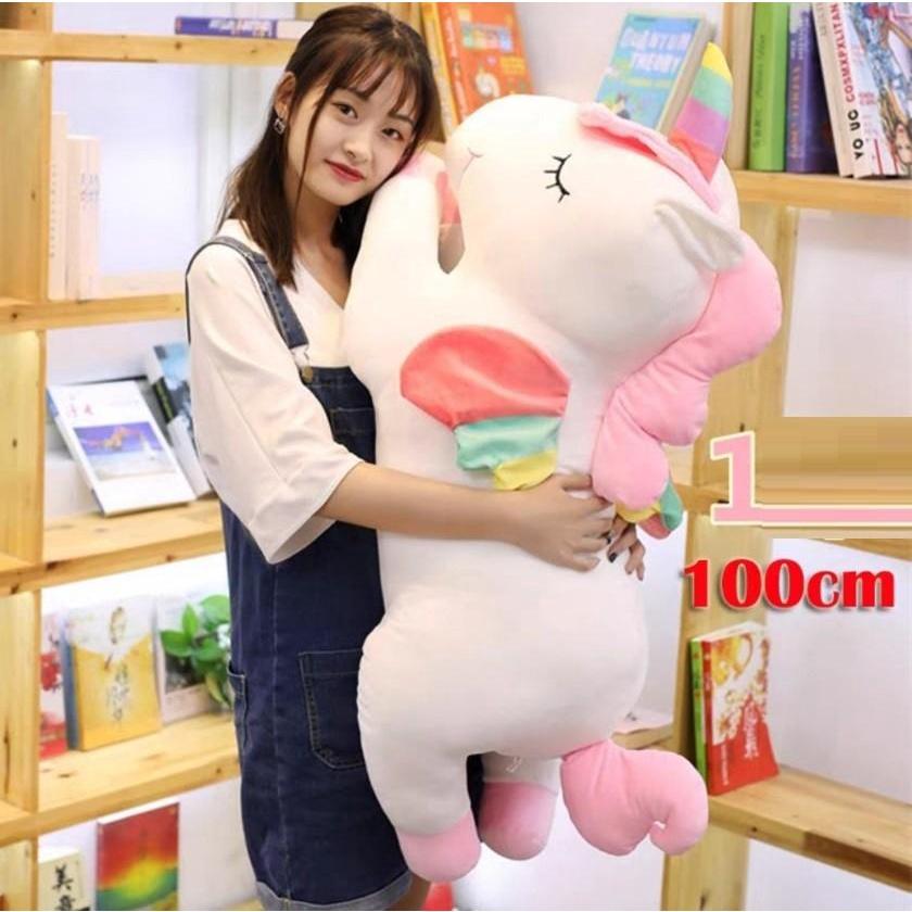 Gấu Bông Ngựa Pony TINO Kì Lân Hồng 1 Sừng Unicornsize to 100-120cm