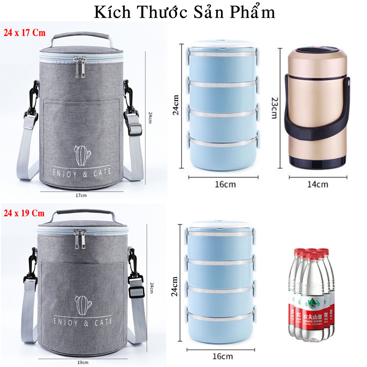 Bộ Hộp Đựng Cơm 3 Tầng Có Lõi Hâm Nóng Màu Đen – Tặng Túi Giữ Nhiệt Cao Cấp Chính Hãng miDoctor – Túi Giữ Nhiệt Màu Ngẫu Nhiên