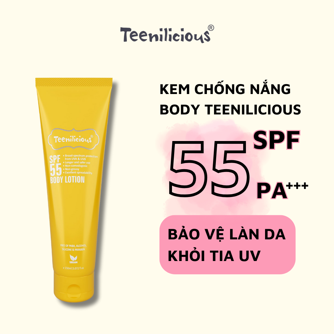 Combo Chống Nắng Toàn Thân Teenilicious SPF 55 Body Lotion 150ml &amp; Teenilicious SPF 50 Gel 75g