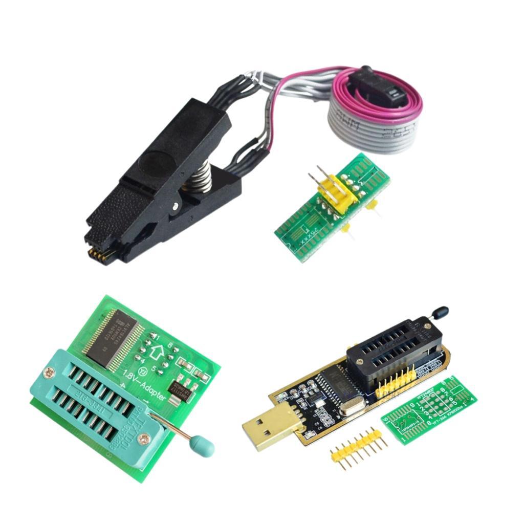 USB BIOS Programmer Flash EEPROM Series CH341A 24 25 + 1.8V Flash SPI SOP8 DIP8 Adapter With SOP8 SOIC8 To DIP8 EZ Converter Module